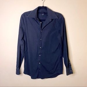 Express Men’s Black Button Down Long Sleeve Shirt Modern Fit Stretch